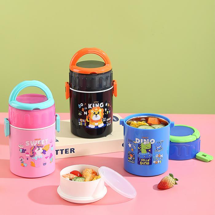 卡通不銹鋼雙層餐盒900ml