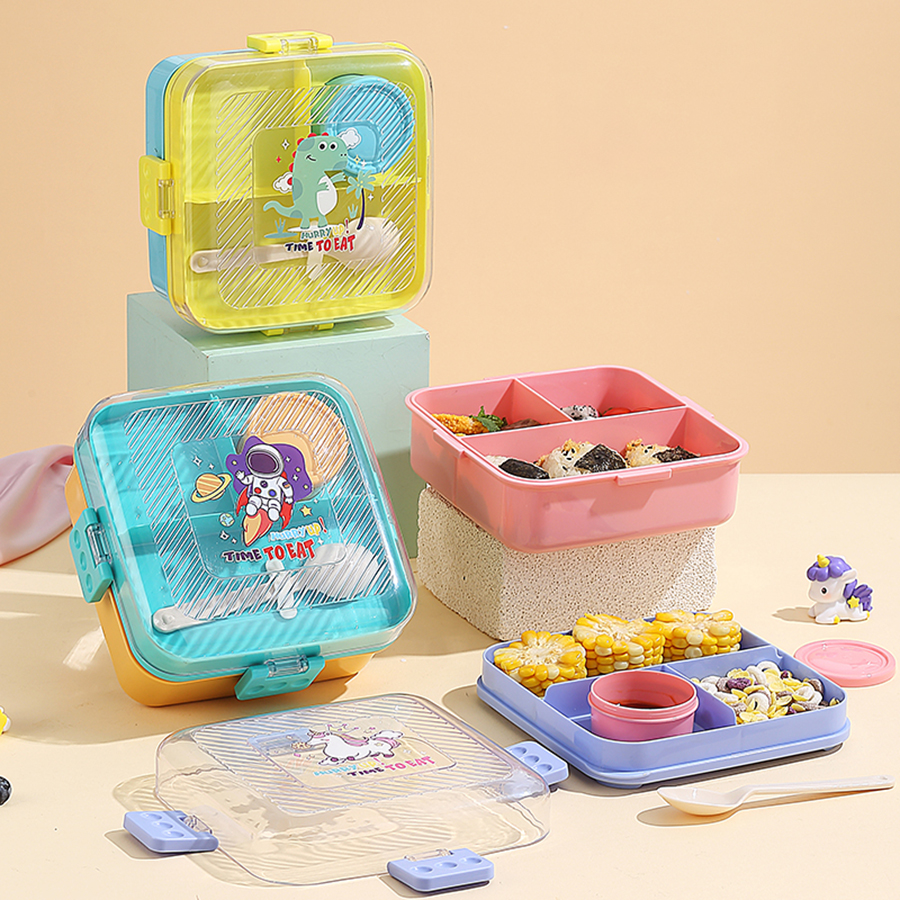 卡通正方形飯盒(塑料)